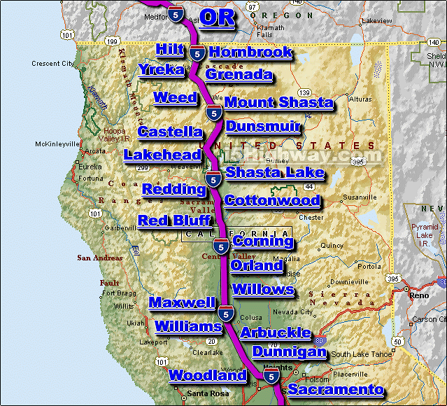 Interstate 5 Northern California Freeway Traffic Map